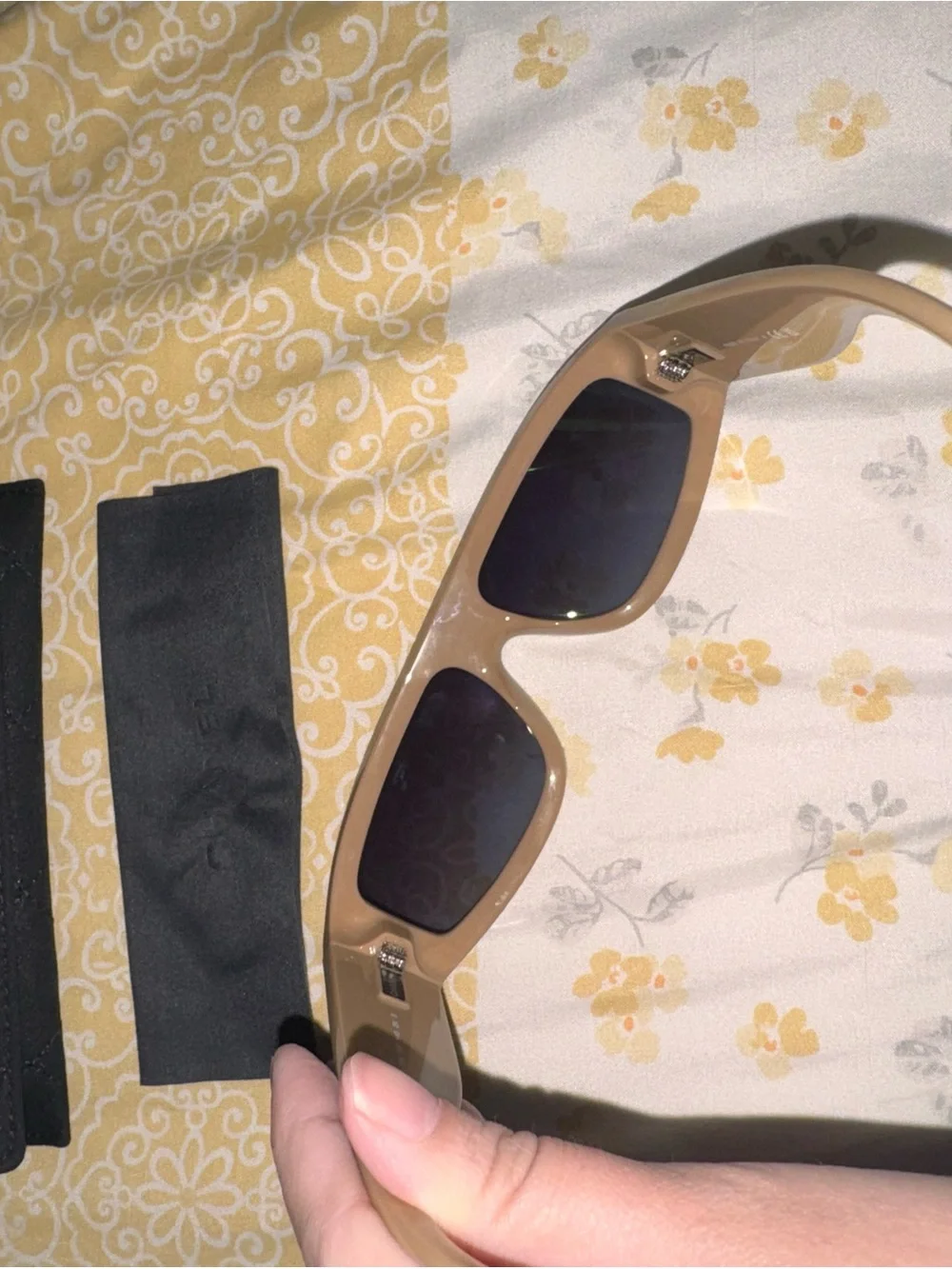 CHANEL Shield Sunglasses in Black and Beige with Gradient Gray Lenses